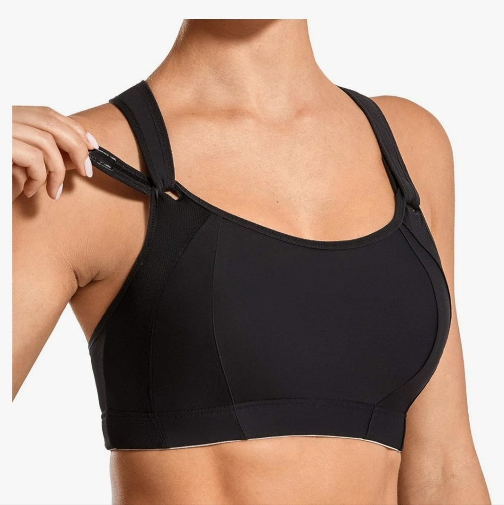 SYROKAN Women's Sports Bra Front Adjustable High Impact Support Padded Wireless